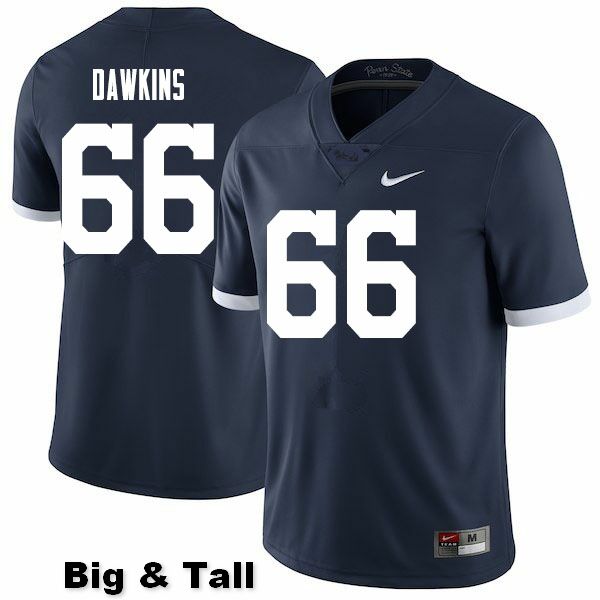 NCAA Nike Men's Penn State Nittany Lions Nick Dawkins #66 College Football Authentic Throwback Big & Tall Navy Stitched Jersey ESU5398TP